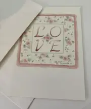 Vtg Greeting ALL OCCASION CARD Pink LOVE Floral FOREVER Scripture +Envelope 5X7"