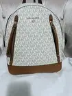 Michael Kors Brooklyn Medium Signature Logo Backpack Shoulder Bag Vanilla Brown