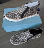 TOMS Womens Bryce Tan Suede Leopard Print High Top Slip On Sneaker Size 9 NEW