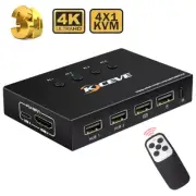 4Port HDMI KVM Switch Monitor 4K@60Hz Extended Display USB KVM Switch 4 in 1 out