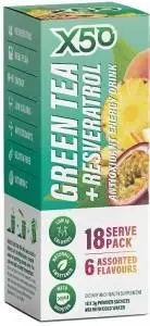 X50 Green Tea + Resveratol Assorted 6 Flavour 18 Sachets