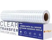 HTVRONT Transfer Tape for Vinyl - 12" x 30 Feet W/Blue Alignment Grid Medium Tack Clear Vinyl Transfer Tape for Cricut and Silhouette Self Adhesive Vinyl, Transfer Paper for Decals, Signs, Windows