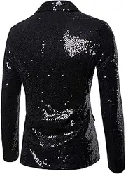 Men's Shiny Sequin Blazers Trendy Disco Prom Tuxedo Wedding Party Slim Fit Button Dowen Suit Jacket Sport Coat
