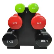 3 Pairs Pvc Dumbbell Set Weight - 2kg + 5kg + 8kg - Total 30kg With 1 Free Rack