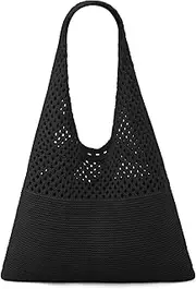 [Ayieyill] Crochet Tote Bag For Women, Crochet Mesh Beach Tote Bag Summer Vacation Aesthetic Boho Knit Bag for Women