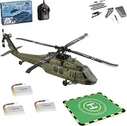 Wl K170 Black Hawk Rc Helicopter, for Adults, 2.4g 4ch Rc Blackhawk Helicopters Aileronless, with Display Stand and Apron Takeoff Landing Pads (3PCS Battery Version)