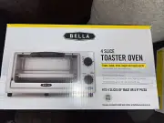 Bella, 4 Slice Toaster Oven, Stainless Steal, BPA Free Toast Bake Broil