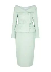 Self-portrait Bouclé Tweed Midi Dress - Mint - 14 (UK14 / L) 14 (UK14 / L)
