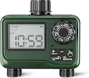 BN-LINK Sprinkler Timer Outdoor, Programmable Water Timer with Rain Delay, Automatic Irrigation System for Lawns & Garden Hoses - Waterproof Manual Controller with Large LCD Display, 2 Outlets
