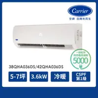 在飛比找ETMall東森購物網優惠-【Carrier 開利】5-7坪R410A一級變頻冷暖分離式