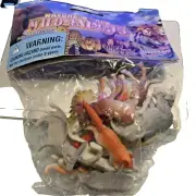 12 pc wild animal toy set non toxic carded sealed unopened bag vintage