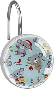 Fashion Decorative Home Shower Curtain Hooks Bathroom Bedroom Living Room Decor Stainless Steel, Cartoon Animal Koala Christmas Lovely