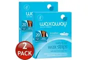 2 x WAXAWAY READY WAX STRIPS SENSITIVE SKIN FACE BIKINI LINE UNDERARMS 20 STRIPS