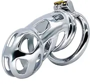 STHELMET SM Stainless Steel Metal Chastity Cage Men Penis Cage Cock Cage Penis Cages Ventilation Chastity Belt For Men Chastity Cage Male SM Bondage Penis Cage Sex Toys For Men(Bogenring,50mm)