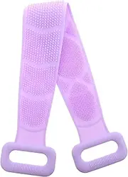 Healeved Silicone Bath Towel Exfoliating Bath Brush Handle Scrubbing Belt Shower Brush for Body Bathtub Scrubber Bathing Supplies Body Towels Back-pulling Strip Back Rub Violet