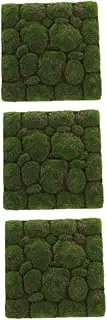 Kisangel 3pcs Faux Moss Wall Simulation Moss Stone Foams Tile Board for Home Easy Install