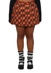 [Trickz N' Treatz] Plus Haunted To Meet U Plaid Mini Skirt