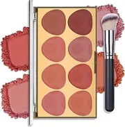 YBUETE 8 Colors Blush Palette for Women Girls, Long-Lasting Blush Nude Makeup Contour with Brush, Matte Blush Contouring Palette, Face Beauty Cheek Powder Blush, Portable Beauty Blush Palette