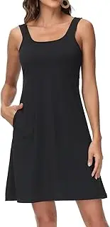 [Lightbare] Women’s UPF 50+ Tank Dress A-Line with Pockets Breathable Quick Dry Sun Protection for Hiking Camping Beach Outdoors