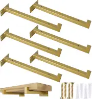 6 Pack Gold Shelf Brackets 12 Inch Floating Shelf Bracket with Lip Industri Shel