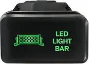 12V 3A ON-Off Horizontal Push Switch 807SG Laser Etched LED Light BAR Dual LEDs in Green for Toyota Hilux Landcruiser 70 100 Kluger Prado 120 HiAce FJ Cruiser and More