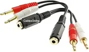 CablesOnline, 2-Pack 6-inch 3.5mm Stereo Female to Dual 3.5mm Mono Male Left/Right Adapter Cable, AV-Y16-2