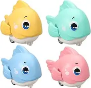 Pull-Back Fish Toy, Cartoon Baby Push and Go Toys, Toddler Development Interactive Playset, Cute Sea Animal Design, Learning Crawl Walking Aid, 8.66x7.87x2.36 inches, Fun Gift