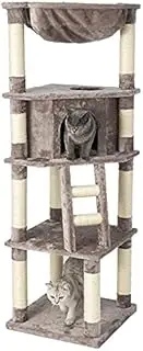 by CHOKYO Chipboard Flannel Cat Tree Cat Tower Build with Extra Large Condo, Sisal Scratching Posts and Heavy Base Plate (1.58m)