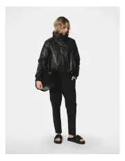 [Decjuba] Faux Leather Bomber in Black