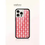 WILDFLOWER RED GINGHAM HEART WF 外殼手機殼適用於 IPHONE 15 14 13 12