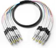PRORECK 6ft Snake Cable, 8-Channel Shielded Audio Cable 1/4'' TRS to 1/4'' TRS, with Color-Marked Connectors for Professional Stage, Studio, and Live (PR-TRS/TRS-8 * 6)