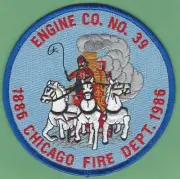 CHICAGO ENGINE COMPANY 39 FIRE PATCH 1886-1996
