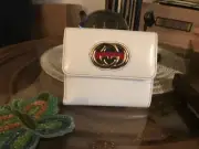 Gucci Vintage 2008 White GG Logo Small Leather Bi Fold Ladies Wallet BNIB Tags