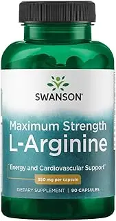 Swanson Maximum Strength L-Arginine Supplement, 850mg Amino Acid, 90 Capsules, Cardiovascular Support