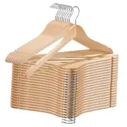 Wooden Hangers Pack - Coat Hangers with 360-Degree Rotatable Hook - 30 Natural