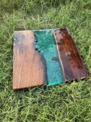 Clear Blue Epoxy Resin Coffee Table Top, Square Epoxy Table TOp, Garden Decor