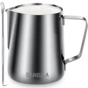 Milk Frothing Pitcher 12oz Stainless Steel Milk Frother Cup Steaming Pitcher ...