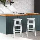 Artiss 2x Bar Stools Round Chairs Beech Wood White 61cm Mid Season Sale