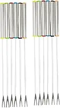 PEPLAYTAL 12Pcs Stainless Steel Fondue Forks Dessert Forks for Camping BBQ and Picnics for Fruit Vegetables and Cheese