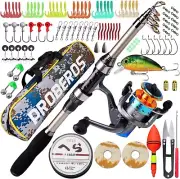 MECOS 1.8m Telescopic Fishing Rod Set, Adults Carbon Fiber Telescopic Fishing Po