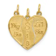14K Yellow Gold 3-Piece Break-Apart Big Sis-Sis-Lil Sis Charm
