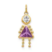 10K Yellow Gold February Girl Birthstone Charm