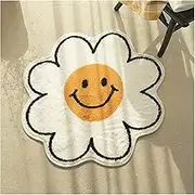Non Slip Bath Mat Nordic Rug Smiley Flower Rug Bedroom Bedside Carpet Furry Doormat Non-Slip Bath Mat Living Room Chair Mats Home Decor Tapis Non Slip Mat (Color : Door Mat S1, Size : S Diameter 60c