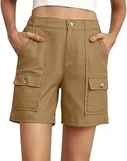 [VREWARE] Athletic Shorts for Women,Women's Fashionable Fitness Running with Pockets Outdoor Hiking Casual Work Pants