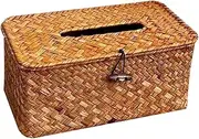 TOPPERFUN Bathroom Napkin Organizer Seagrass Tissue Box Cover Desk Paper Box Woven Holder for Office and Home