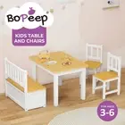 Bopeep 4Pcs Wooden Kids Table and Chairs Set Study Play Desk Children Activity