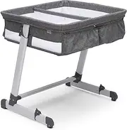 Simmons Kids by The Bed City Sleeper Bassinet for Twins - Adjustable Height Portable Crib with Wheels & Airflow Mesh, Grey Tweed