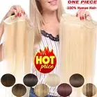 100% Human Hair Remy Straight Extensions Clip in 1 PC Set Weft Black Highlight