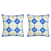 2x J.Elliot Home Zoe Outdoor Cushion 50x50cm Royal Blue Multicolour Home Decor