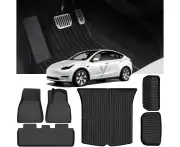 Floor Mats for Model 3 Highland, Sets of 6, Anti-Slip All-Weather Mat for 2024 Model 3, Waterproof Antifouling Floor Liners Cover Trunk Frunk Mat Car Inter